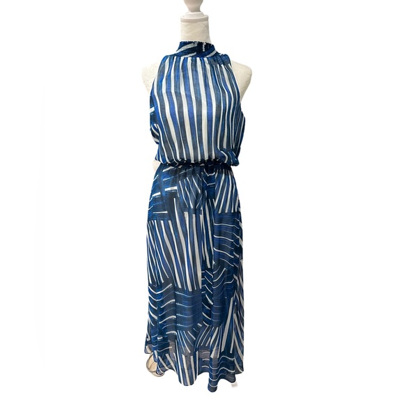 Calvin Klein Dresses & Skirts - Calvin Klein Women's Size 4P Blue Multicolor Maxi High
Neck Sleeveless Dress.